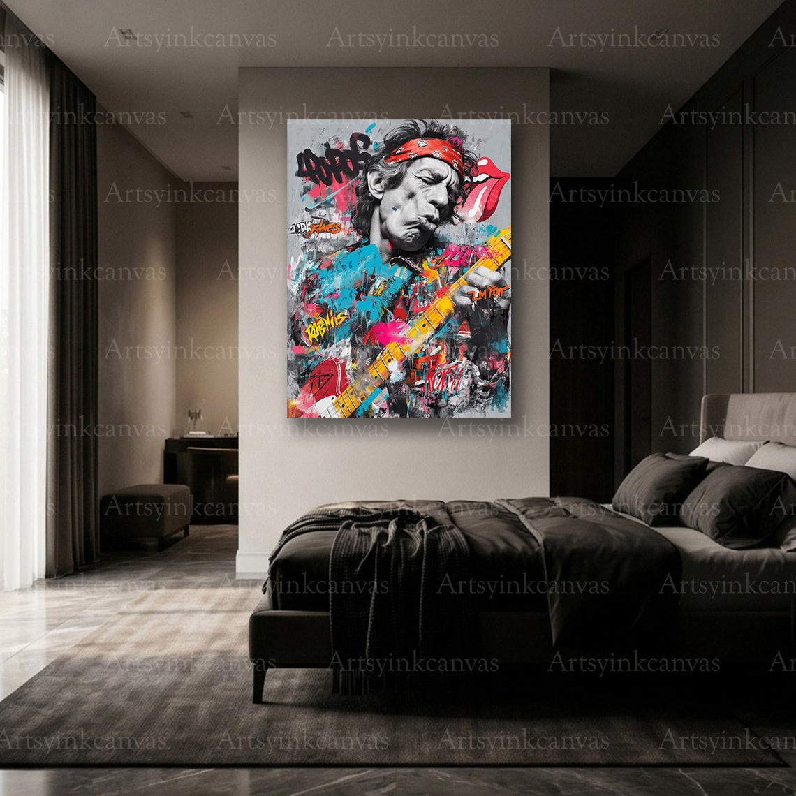 Premium Keith Richards graffiti wall art
