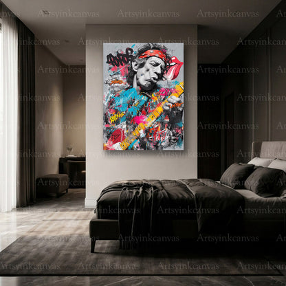 Premium Keith Richards graffiti wall art