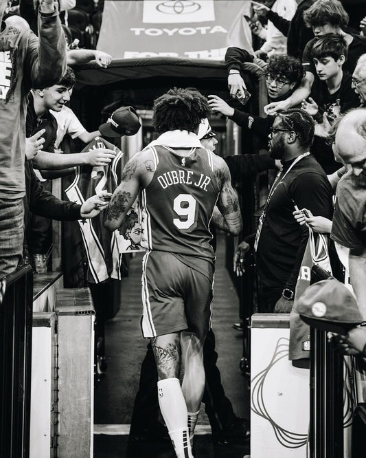 Kelly Oubre Jr walk off tunnel black and white canvas wall art