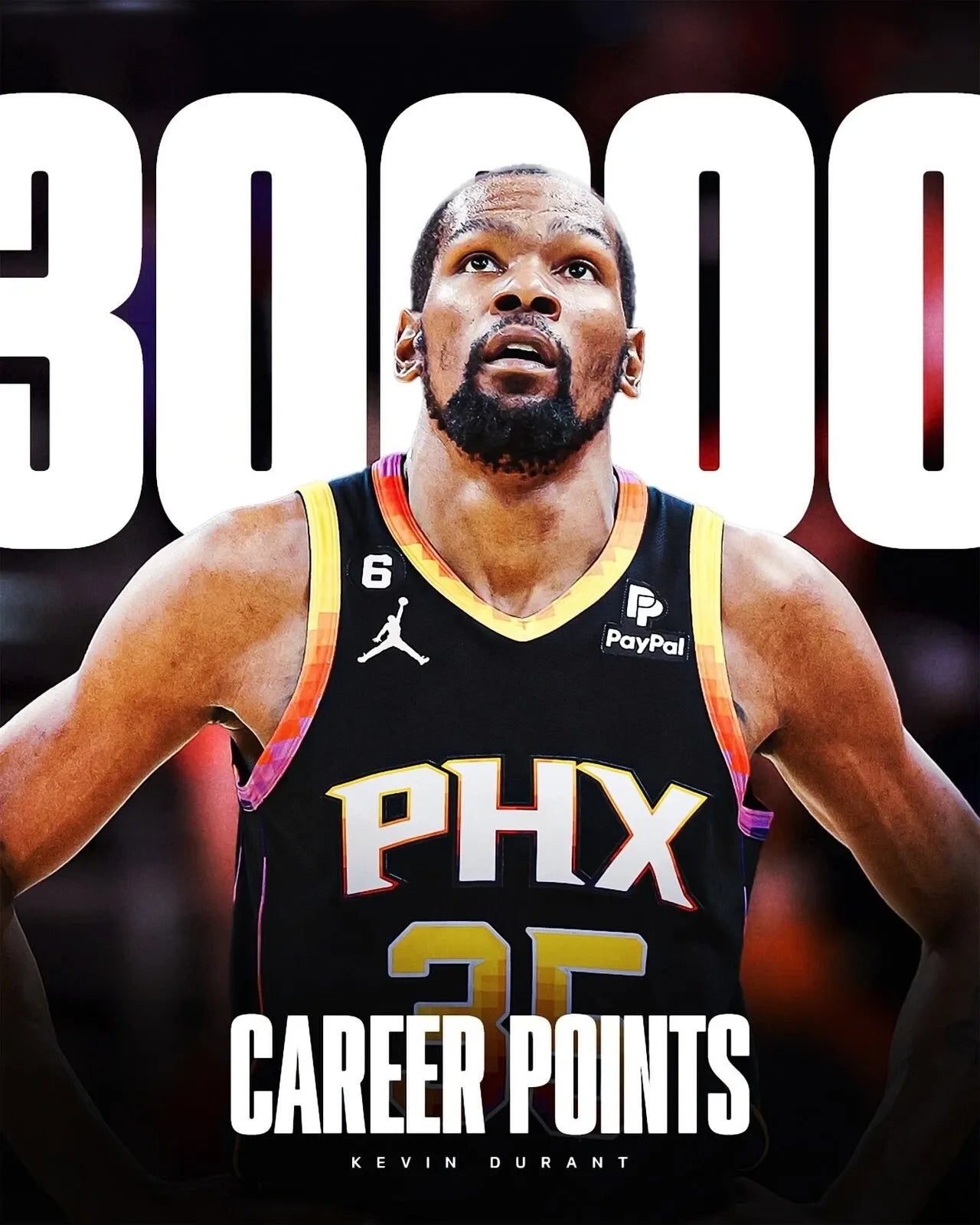 Kevin Durant 30000 career points collage Phoenix Suns canvas wall art