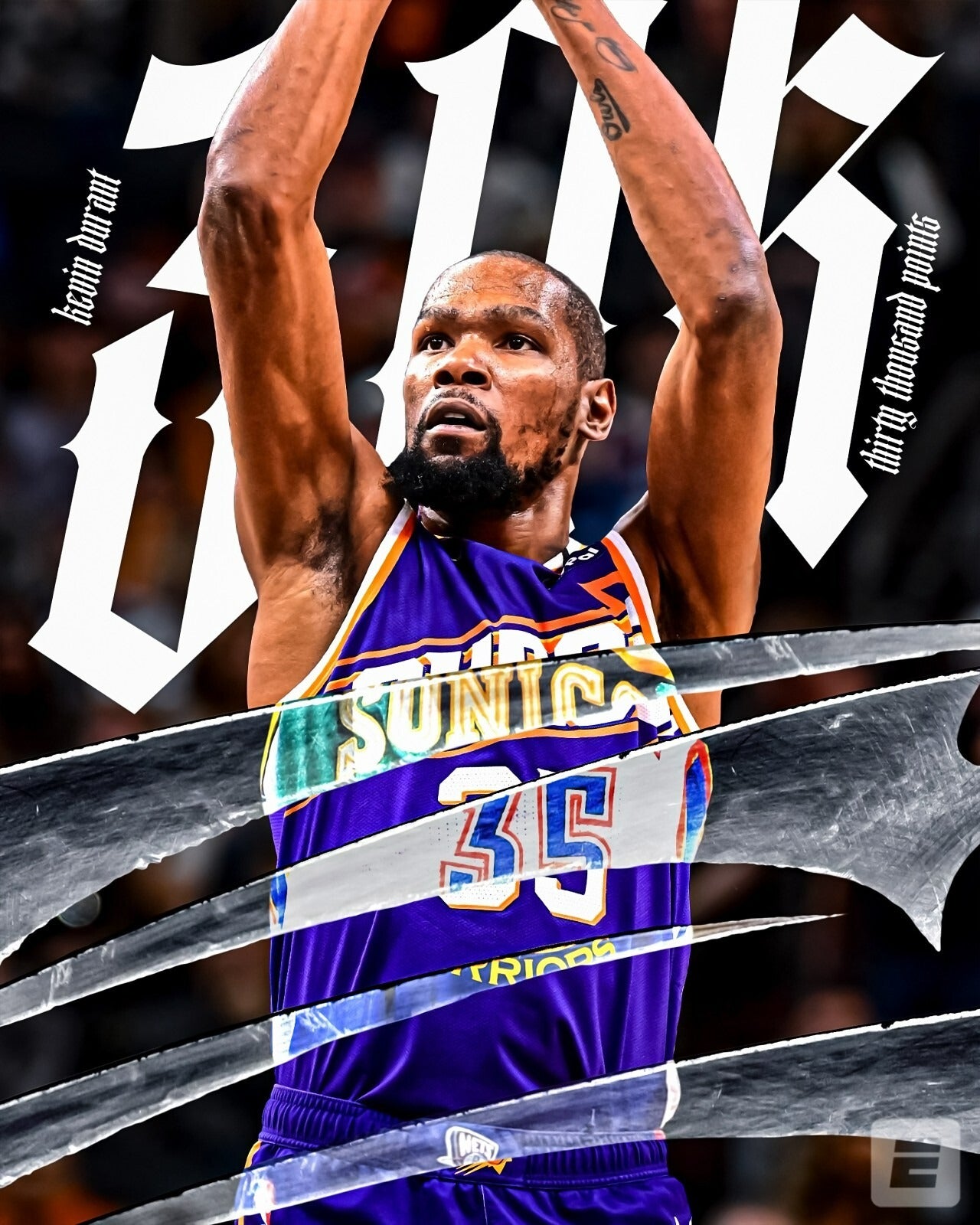 Kevin Durant 30000 career points collage canvas wall art