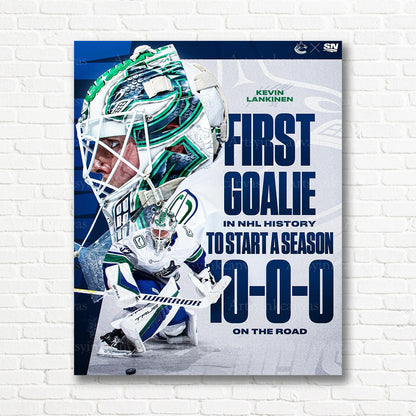 Kevin Lankinen 10-0 start Canucks canvas print