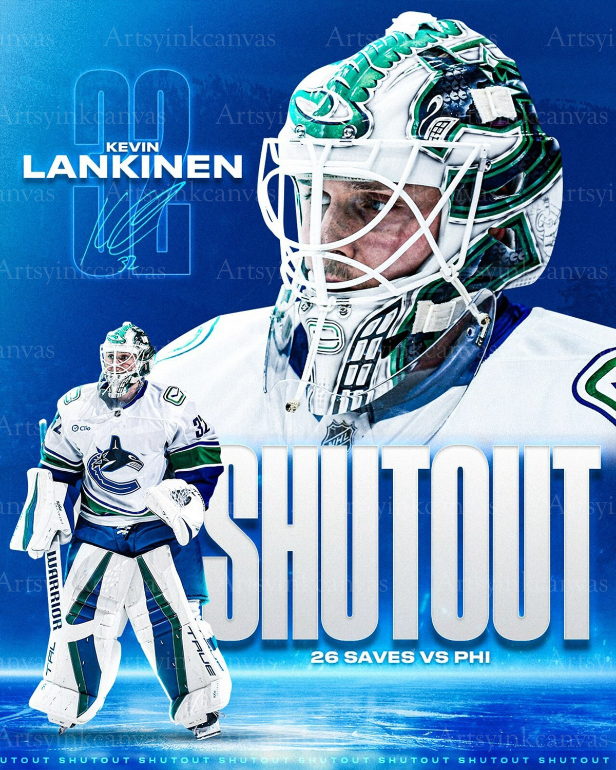 Kevin Lankinen shutout collage Vancouver Canucks canvas wall art