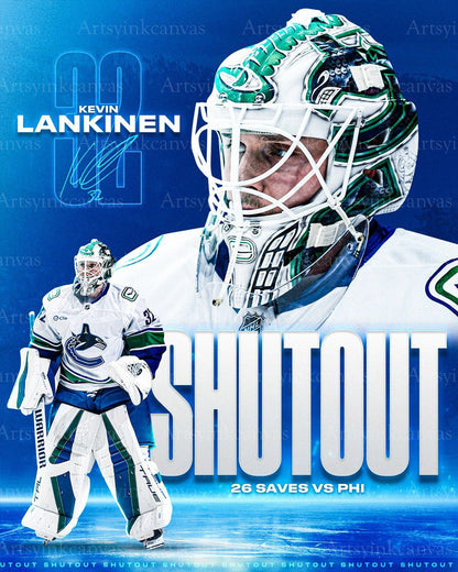 Kevin Lankinen shutout collage Vancouver Canucks canvas wall art