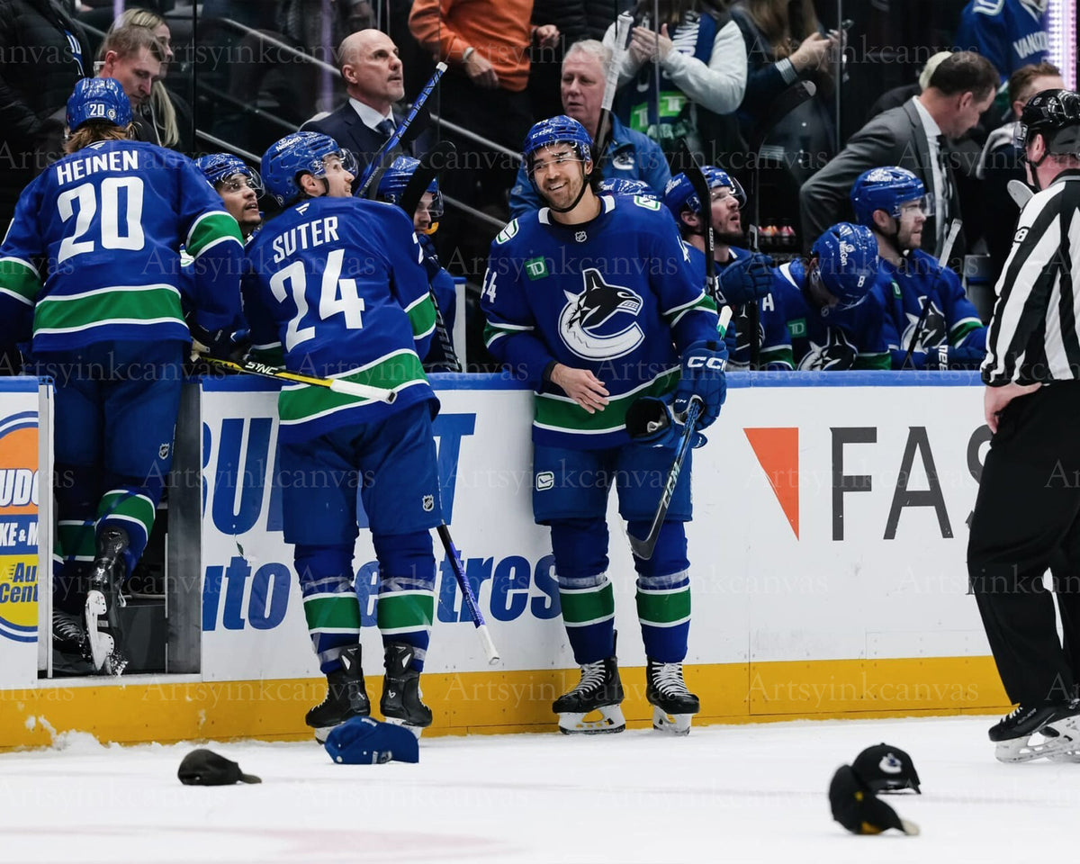 Kiefer Sherwood hat trick Vancouver Canucks canvas wall art