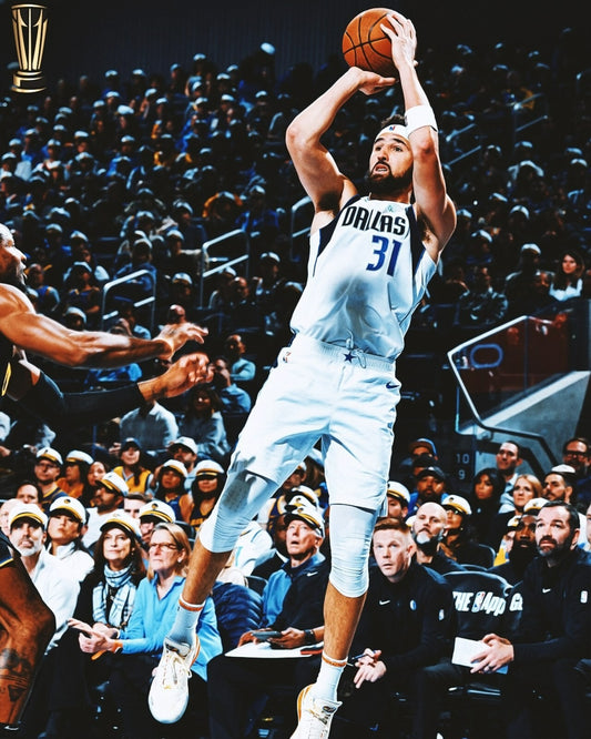 Klay Thompson shooting action NBA Emirates Cup Dallas Mavericks canvas wall art