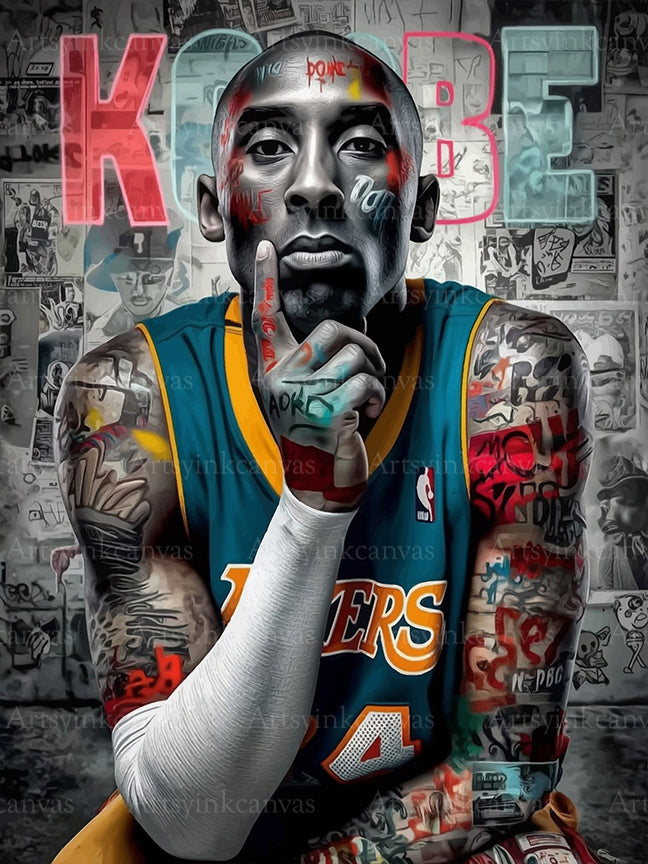 Kobe Bryant Black Mamba graffiti canvas wall art