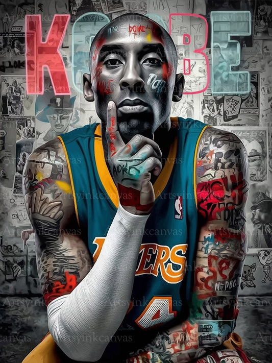 Kobe Bryant Black Mamba graffiti canvas wall art
