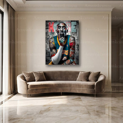 Kobe Bryant Lakers graffiti wall decor