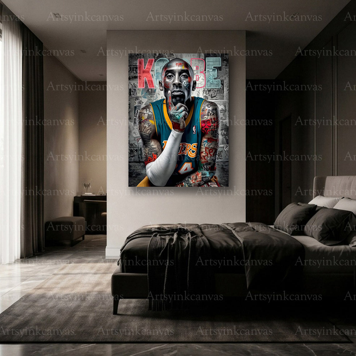 Premium Kobe Bryant graffiti basketball wall art