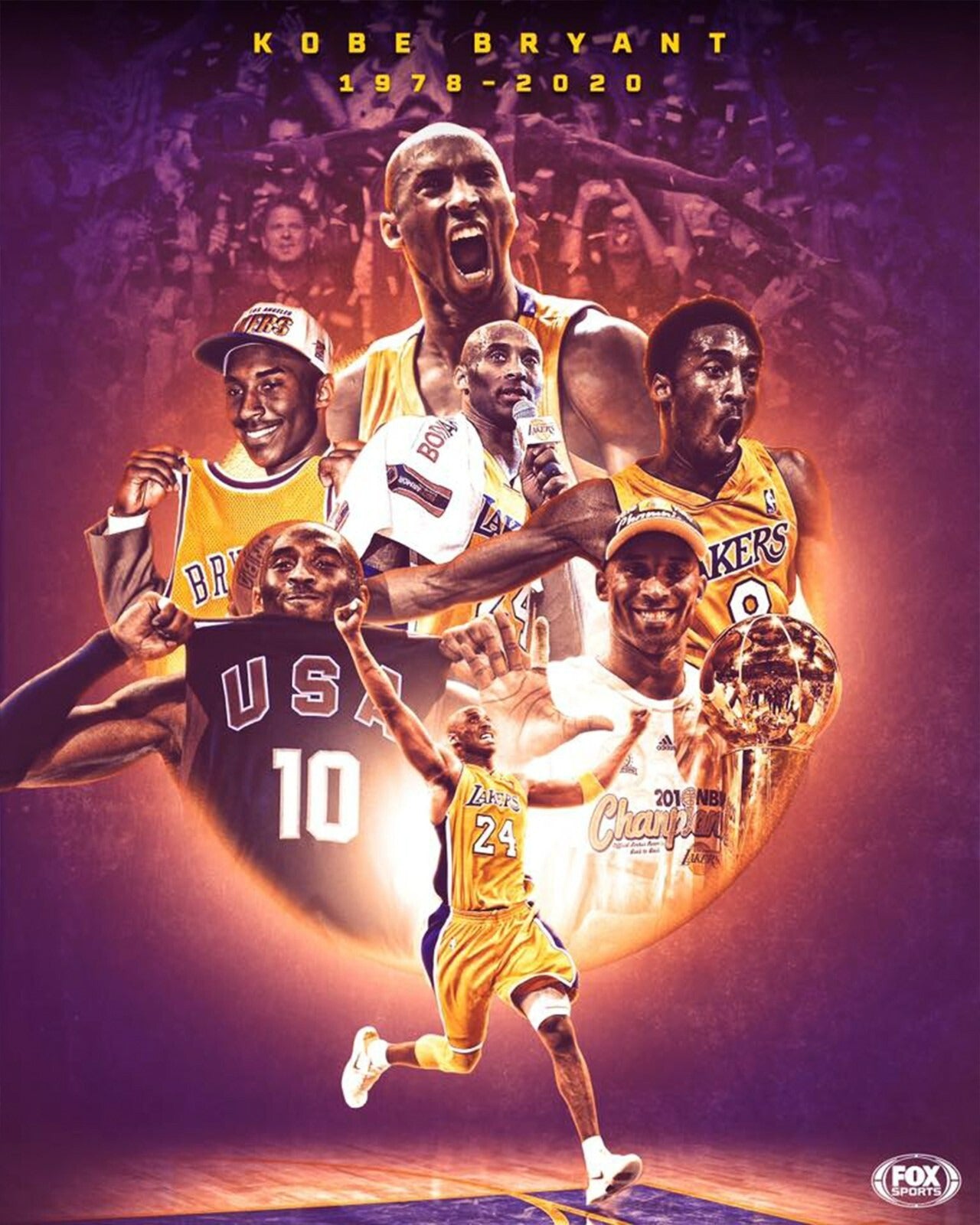 Kobe Bryant in memory of collage canvas wall art