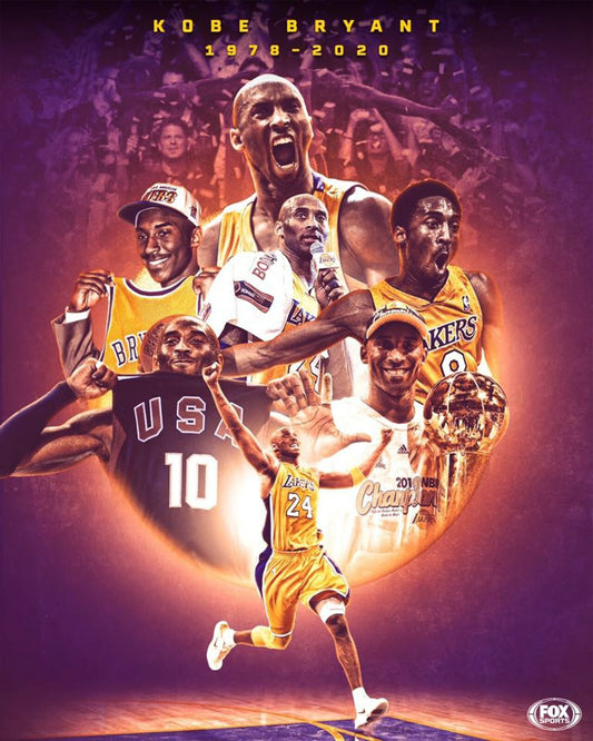 Kobe Bryant in memory of collage canvas wall art