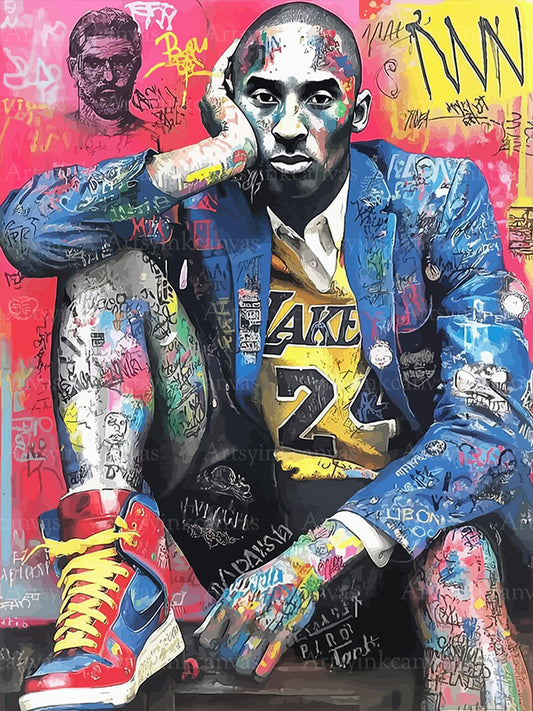 Kobe Bryant Mamba Mentality graffiti canvas wall art