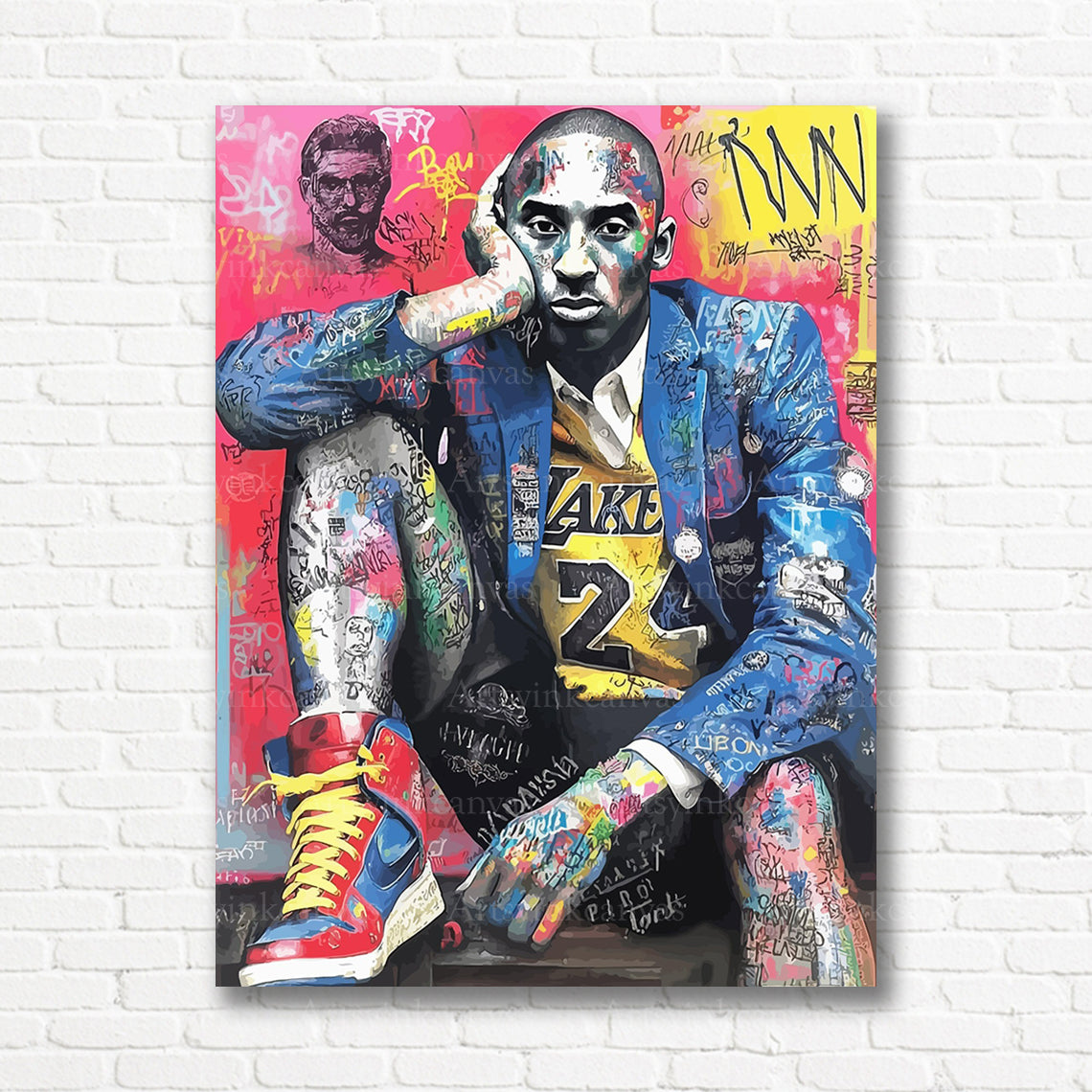 Kobe Bryant basketball graffiti canvas print