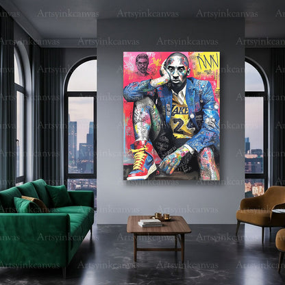 Kobe Bryant legendary basketball urban canvas art