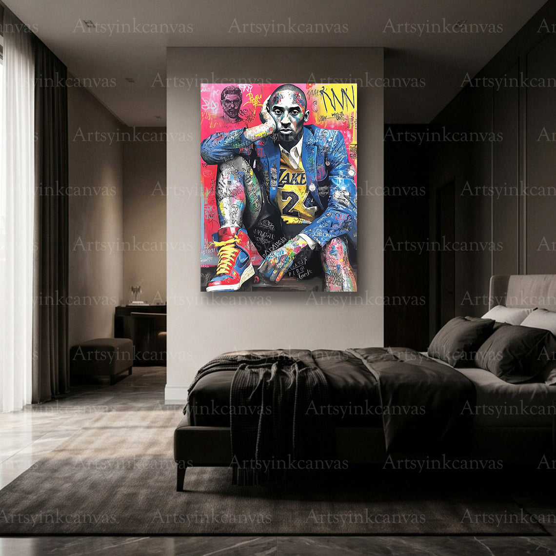 Premium Kobe Bryant graffiti basketball wall art