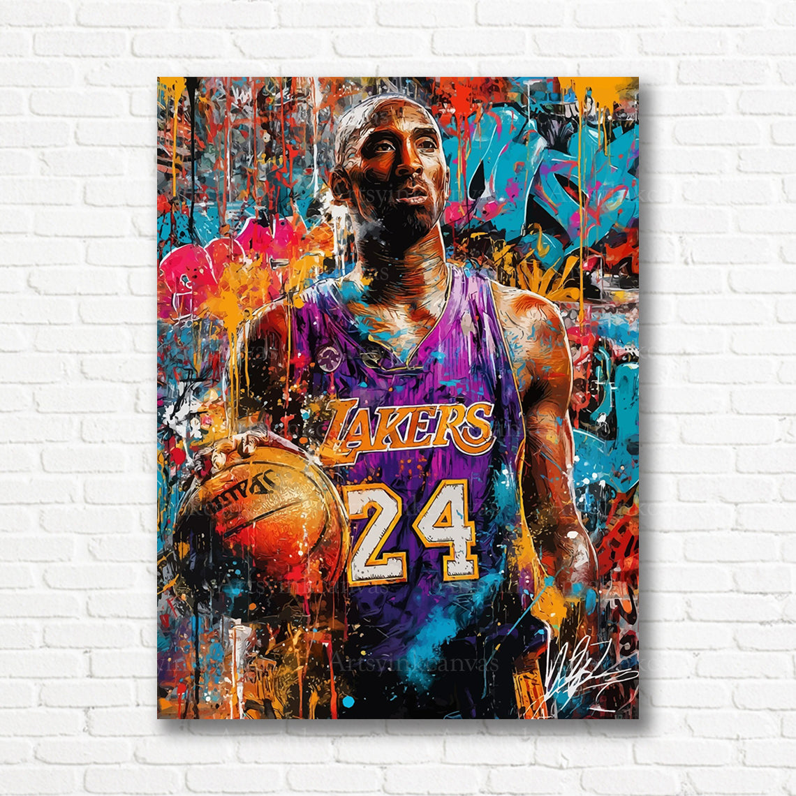 Kobe Bryant Lakers graffiti canvas print