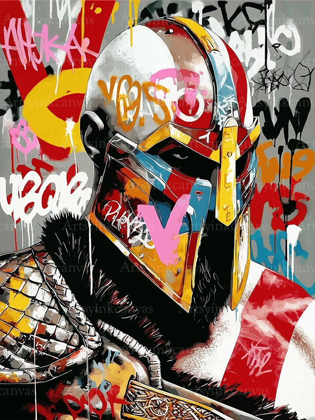 Kratos The Fury of War graffiti canvas wall art
