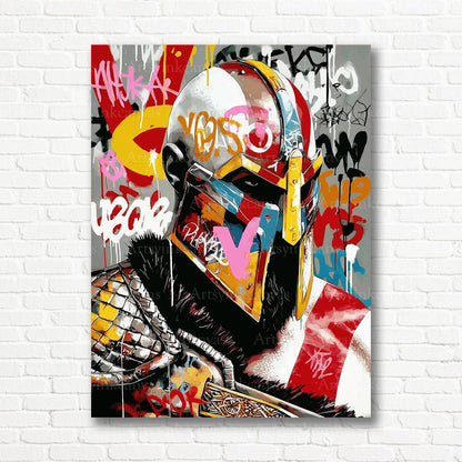 Kratos God of War graffiti canvas print