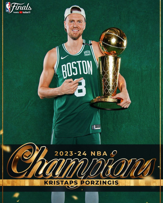 Kristaps Porziņģis championship trophy Boston Celtics canvas wall art
