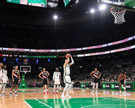 Kristaps Porziņģis free throw shooting Boston Celtics canvas wall art
