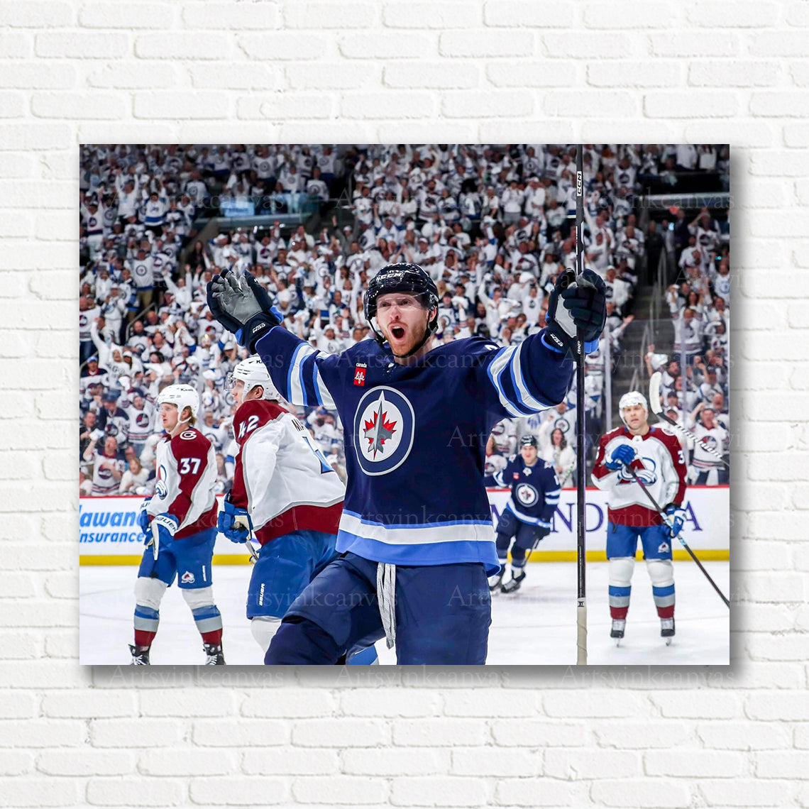 Kyle Connor game winner hockey canvas print