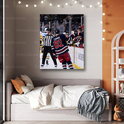 Premium Kyle Connor celebration canvas print