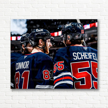Winnipeg Jets goal celebration hockey canvas print