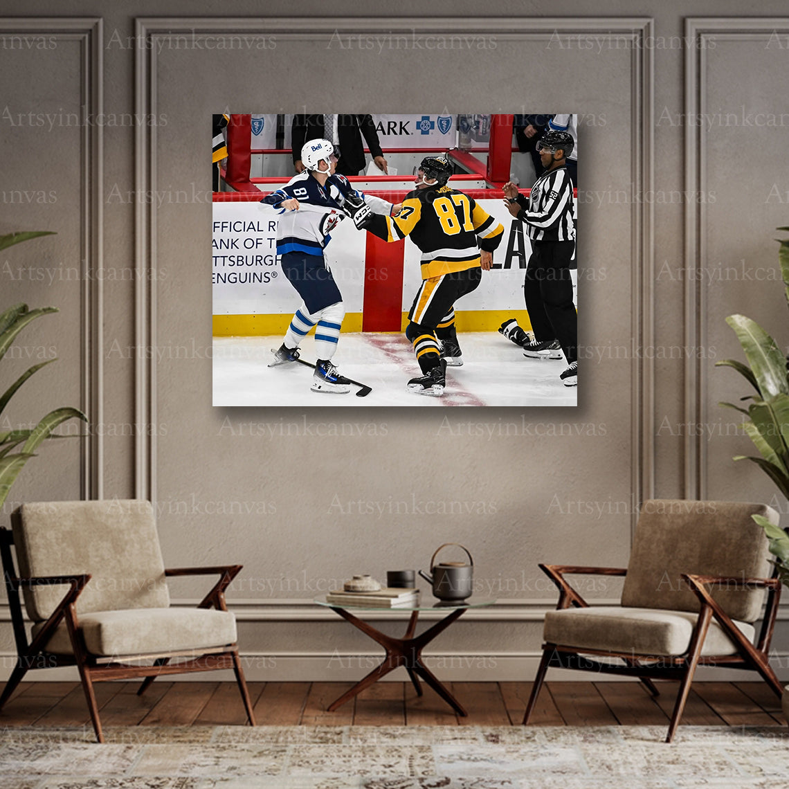Kyle Connor and Sidney Crosby collector canvas art