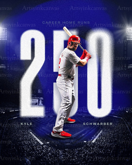 Kyle Schwarber 250 career home runs canvas wall art