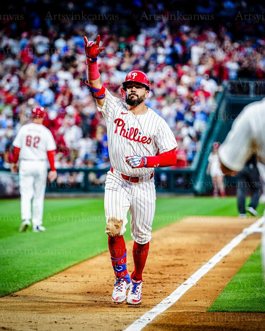 Kyle Schwarber home run celebration canvas wall art