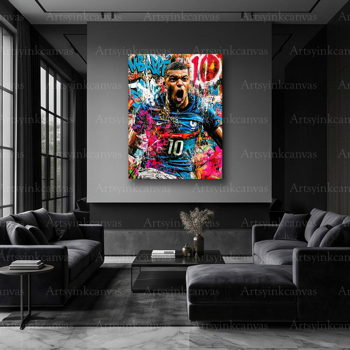 Mbappé urban football artwork