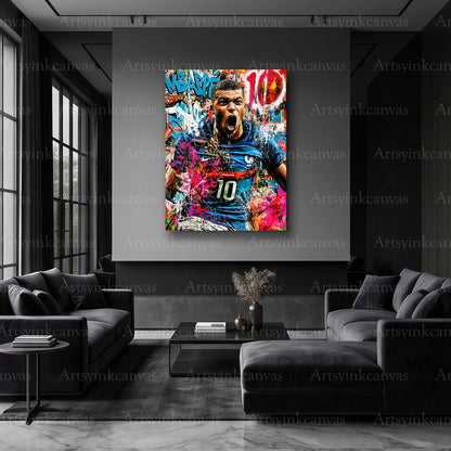Mbappé urban football artwork