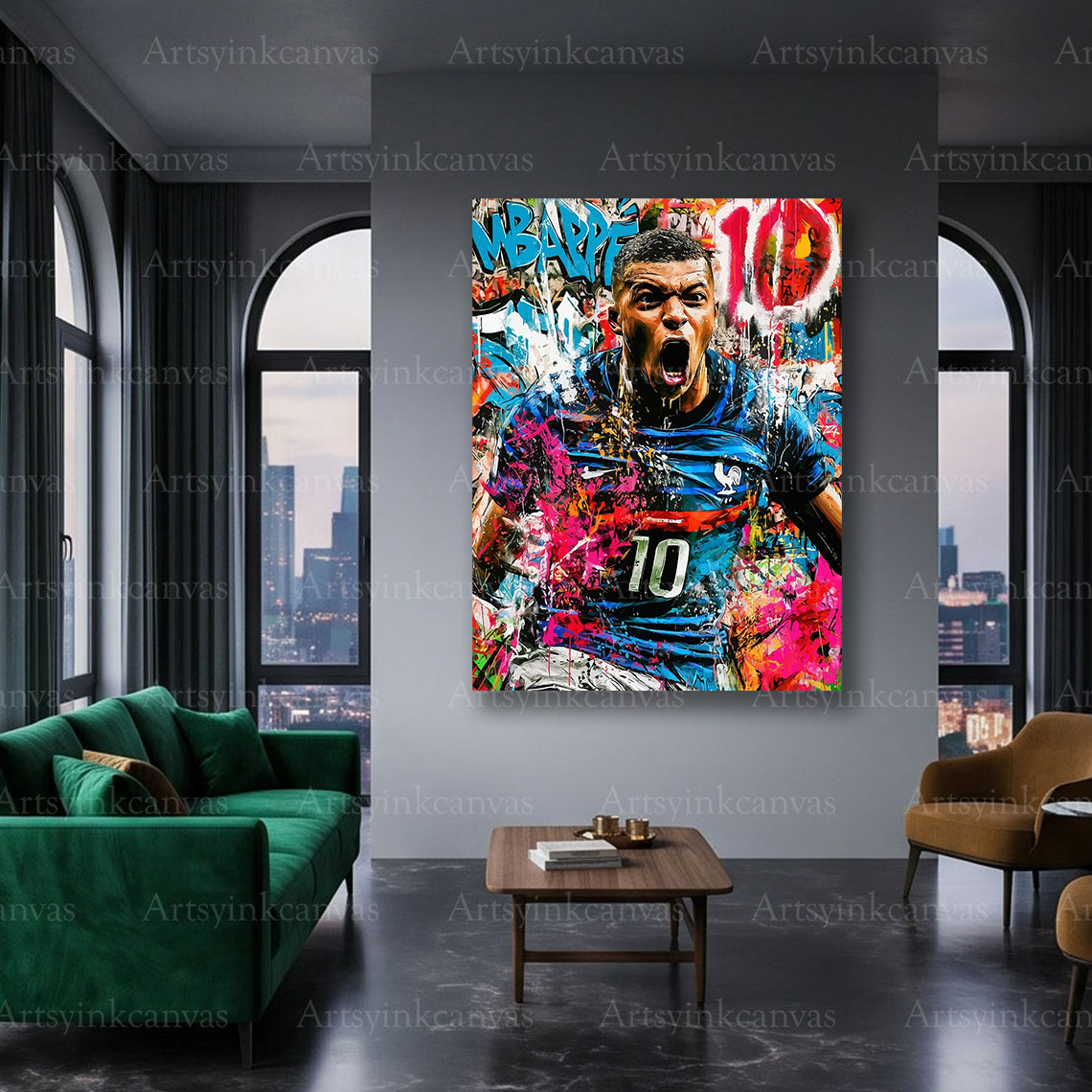 Kylian Mbappé soccer star canvas art