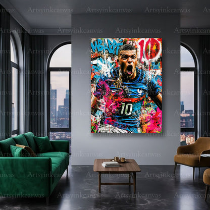 Kylian Mbappé soccer star canvas art