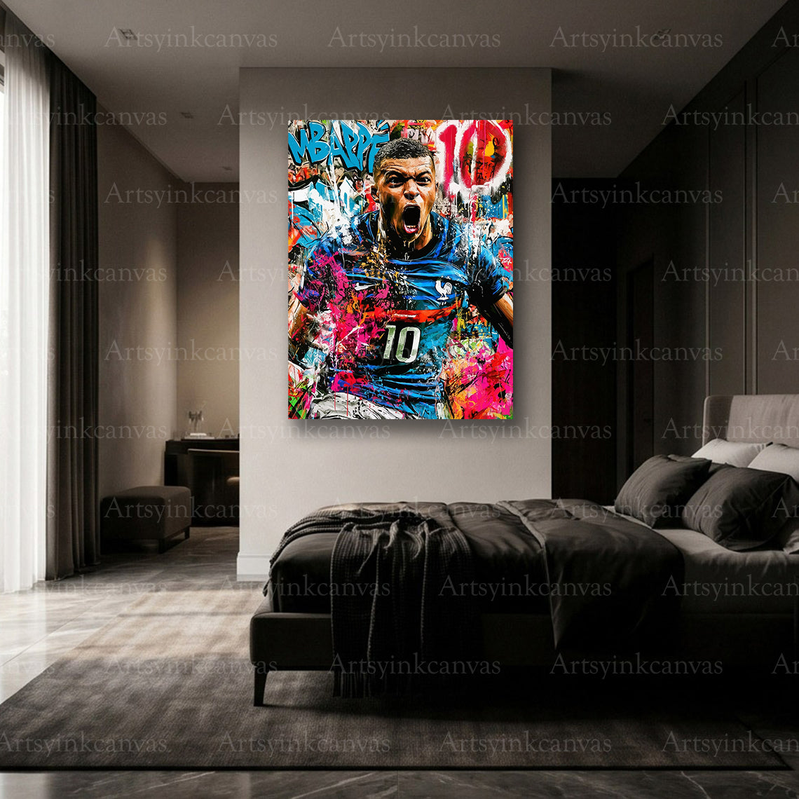 Premium Mbappé graffiti wall art