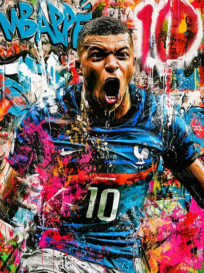 Kylian Mbappé graffiti canvas wall art