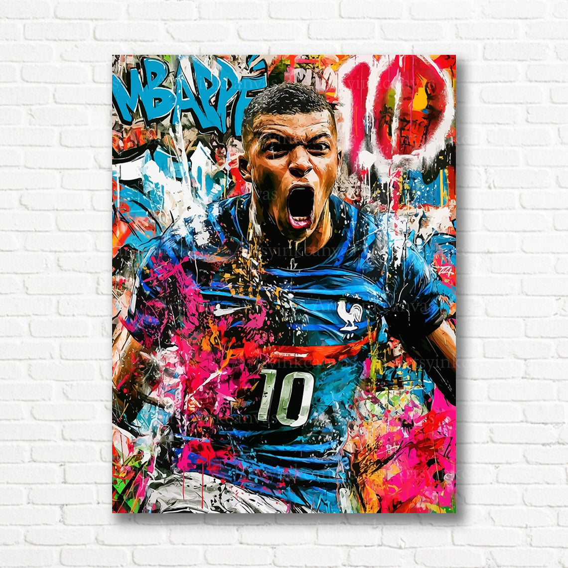 Mbappé French football graffiti canvas print