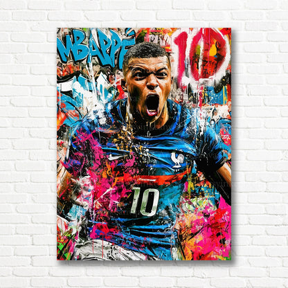 Mbappé French football graffiti canvas print