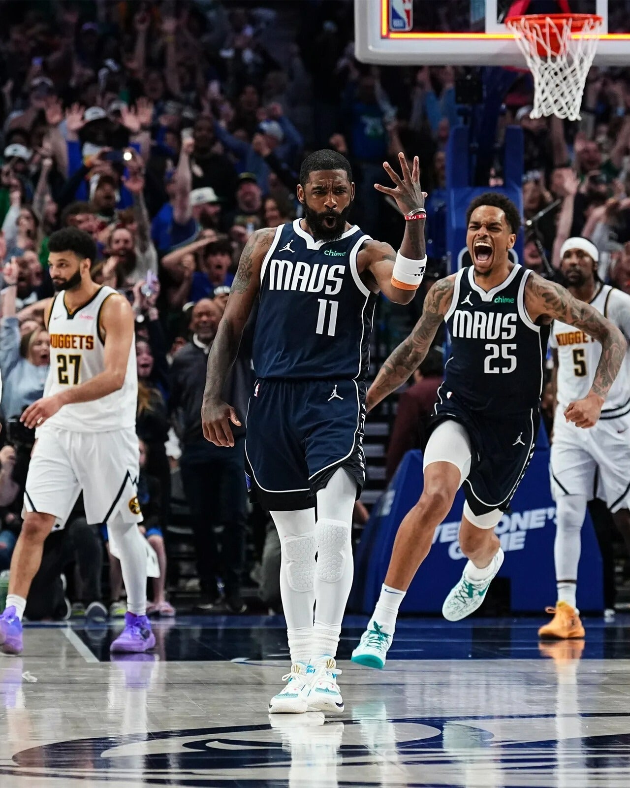 Kyrie Irving score celebration Dallas Mavericks canvas wall art
