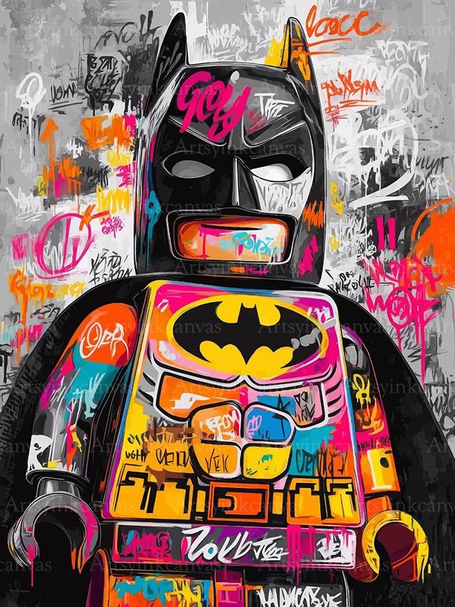 LEGO Batman Homenaje Pop graffiti art canvas wall art