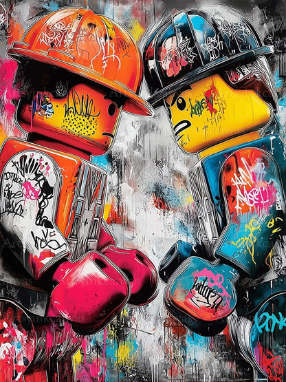 LEGO City Heroes graffiti canvas wall art
