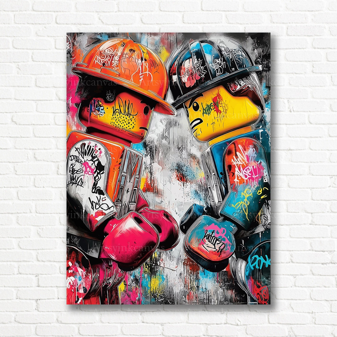 LEGO City Heroes colorful graffiti canvas print