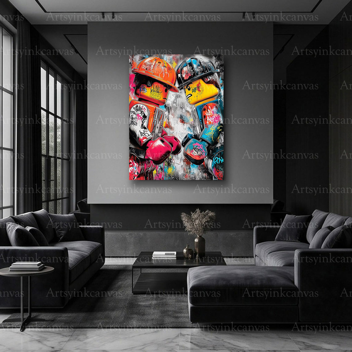 LEGO City Heroes street art canvas artwork