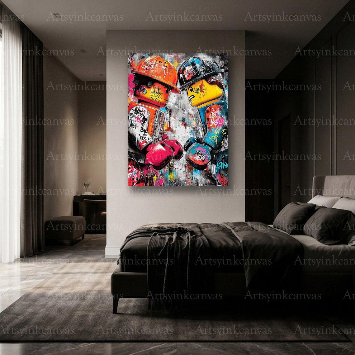 Premium LEGO City Heroes graffiti wall art