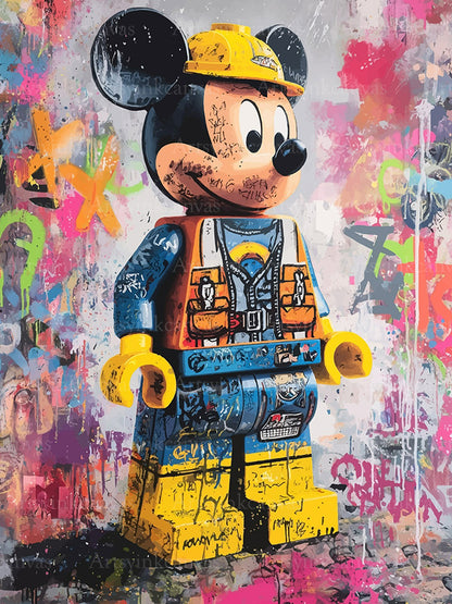 LEGO Mickey Obrero Urbano graffiti art canvas wall art
