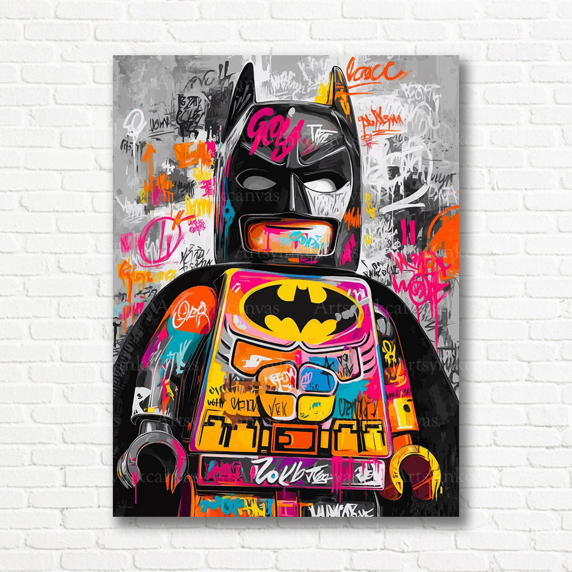 LEGO Batman pop art graffiti canvas print