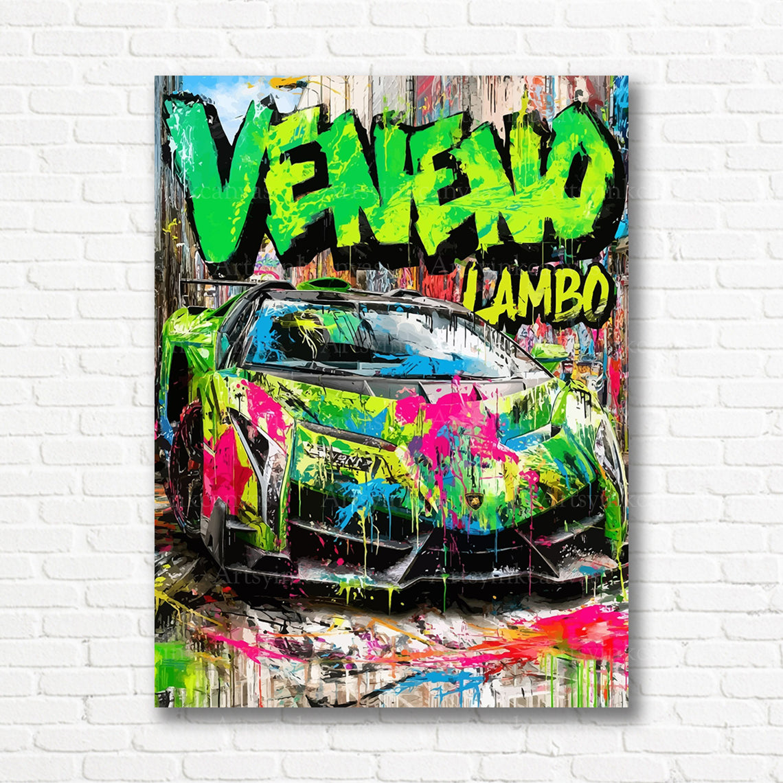 Lamborghini Veneno graffiti canvas print