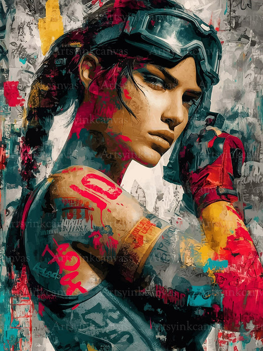 Lara Croft graffiti canvas wall art