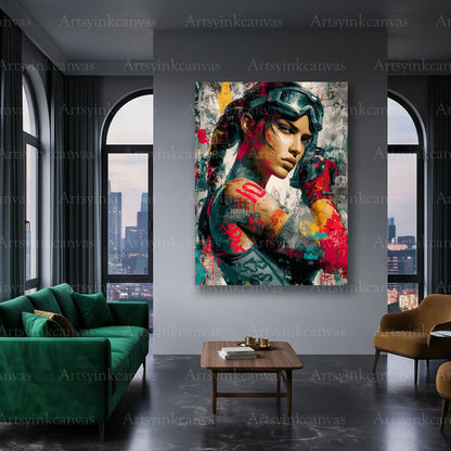 Lara Croft video game character canvas art